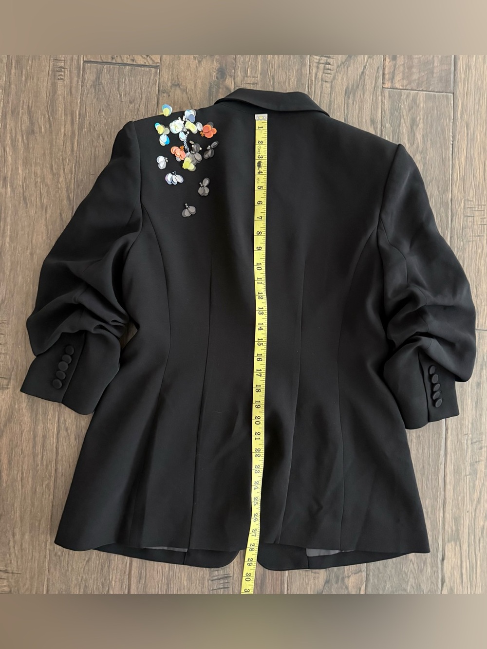 Cinq a Sept Cheyenne Blazer Sequin Flower Scrunched Sleeves - Picture 4 of 4